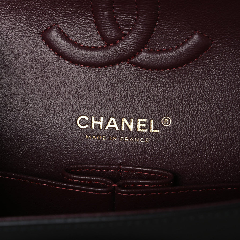 Lambskin Quilted Medium Double Flap Black At My store