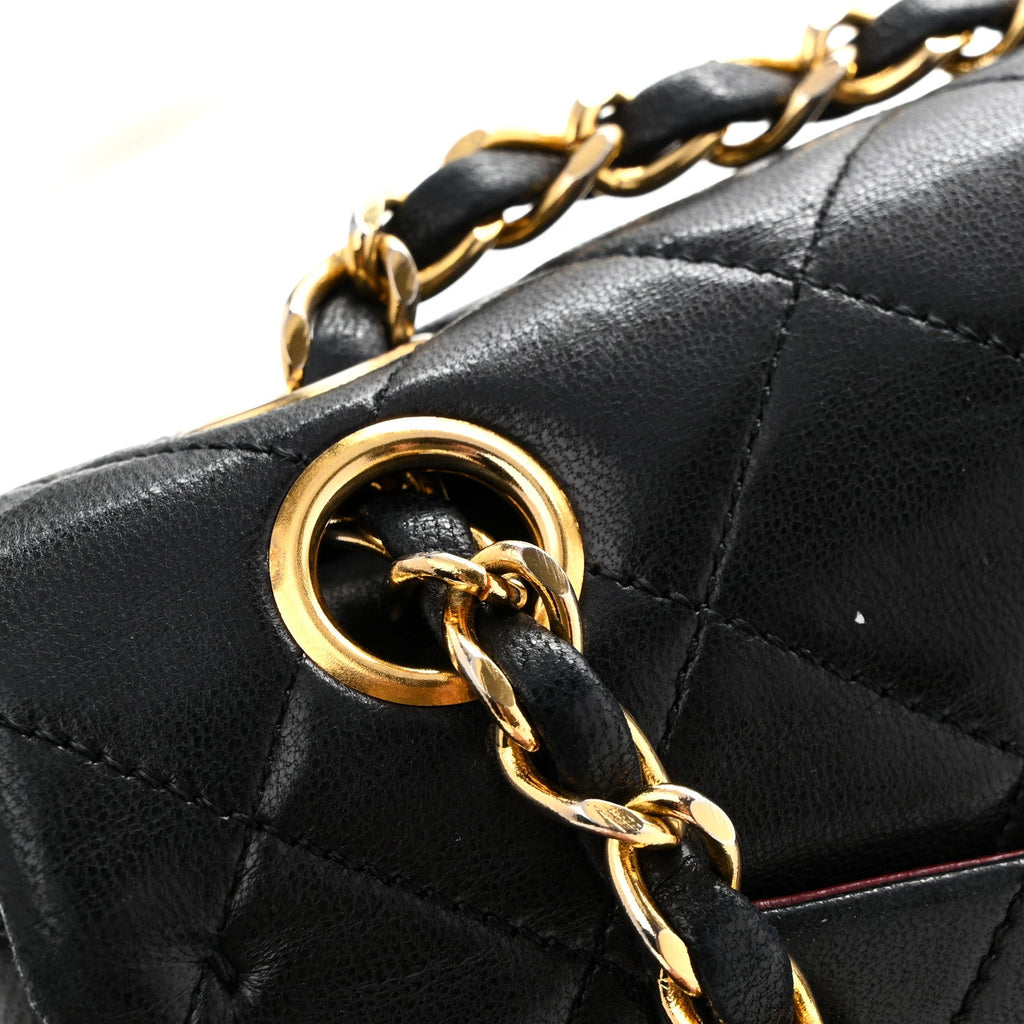Lambskin Quilted Small Double Flap Black At My store