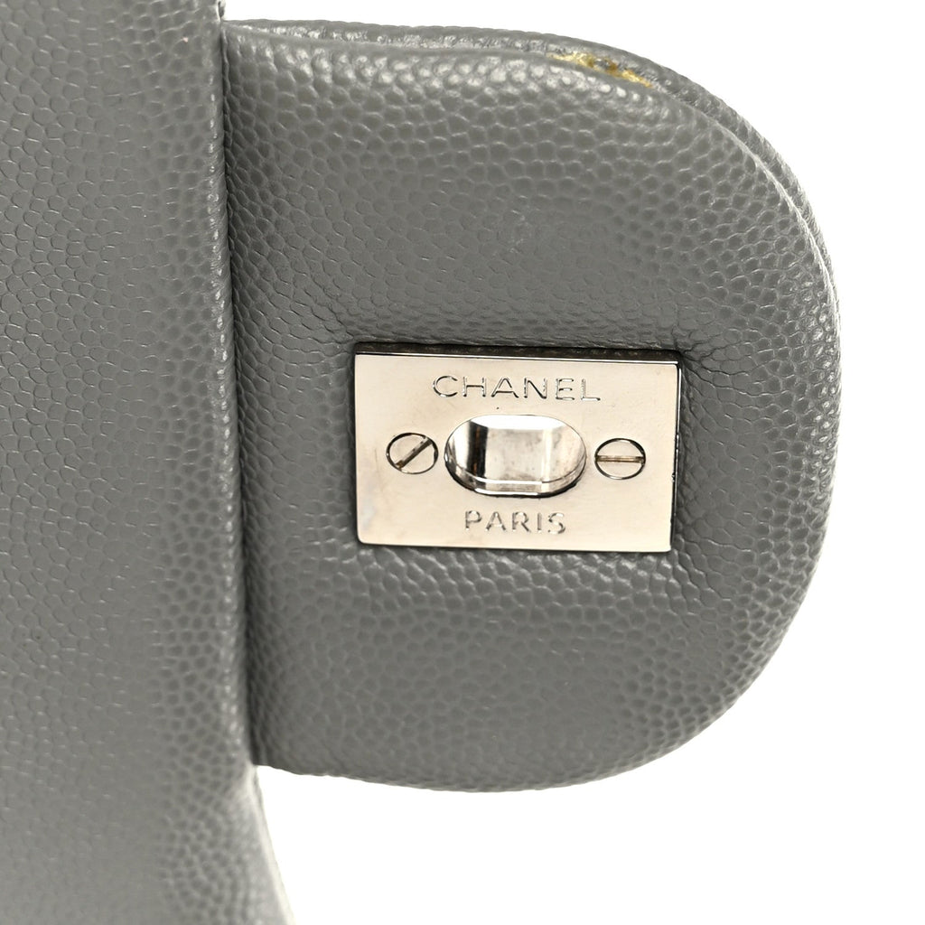 Caviar Quilted Jumbo Double Flap Grey At My store