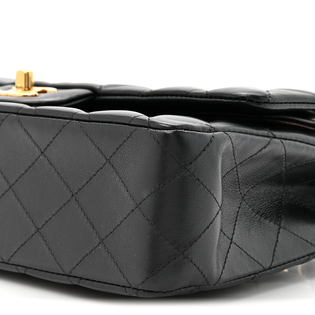 Lambskin Quilted Small Double Flap Black At My store