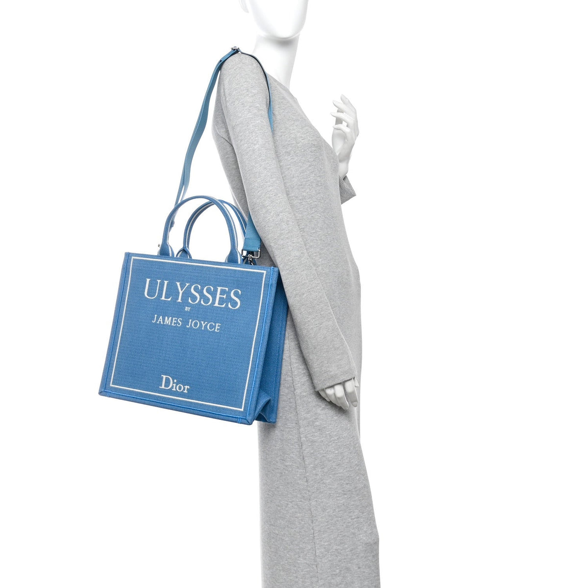 Cotton Toile De Jouy Oblique Embroidered Ulysses Dior Medium Book Tote With Strap Light Blue White AT My store