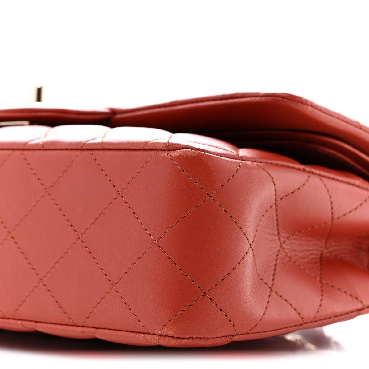 Lambskin Quilted Medium Double Flap Brown At My store