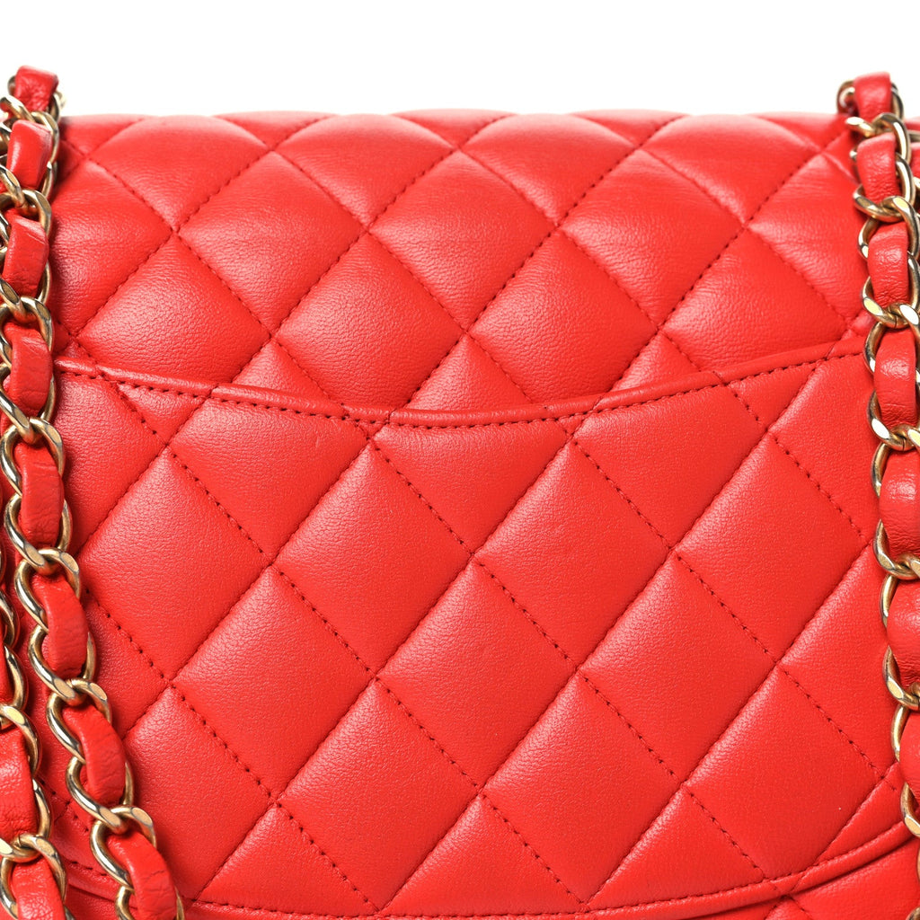 Lambskin Quilted Small Double Flap Red At My store