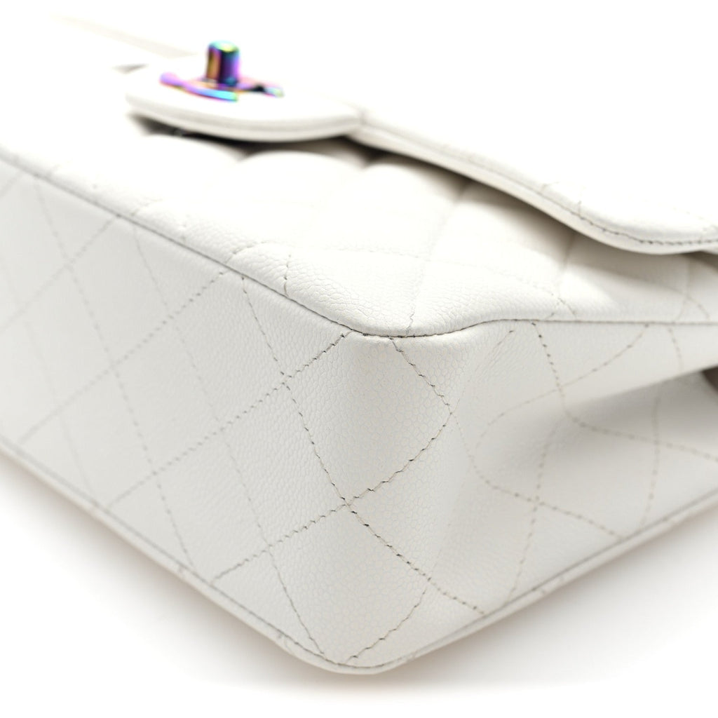 Caviar Quilted Rainbow CC Small Double Flap White At My store