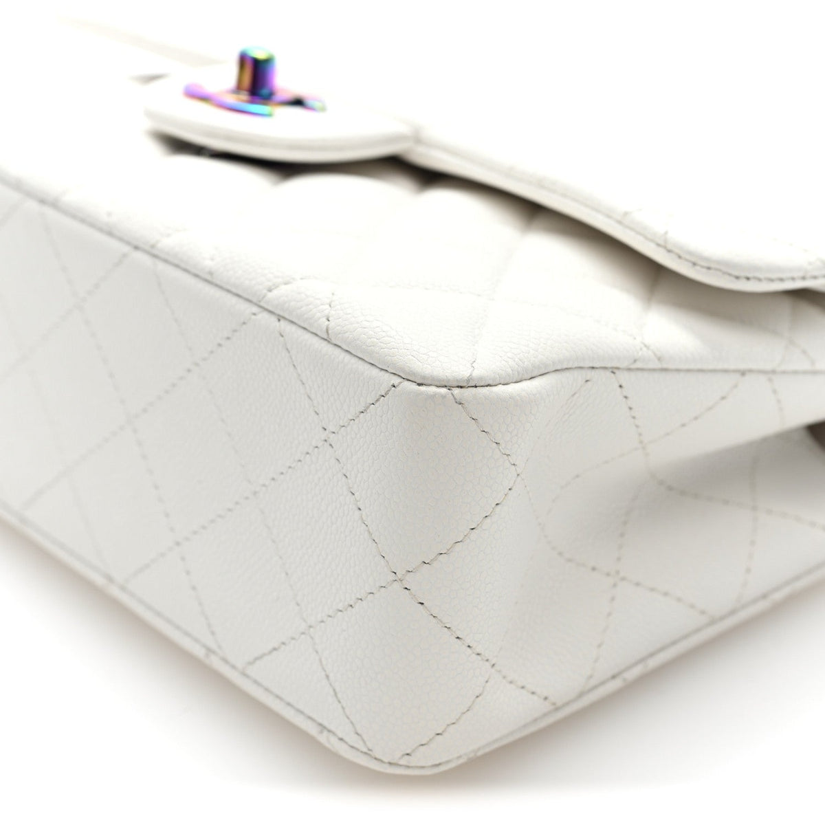 Caviar Quilted Rainbow CC Small Double Flap White At My store