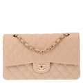 Lambskin Quilted Medium Double Flap Beige At My store