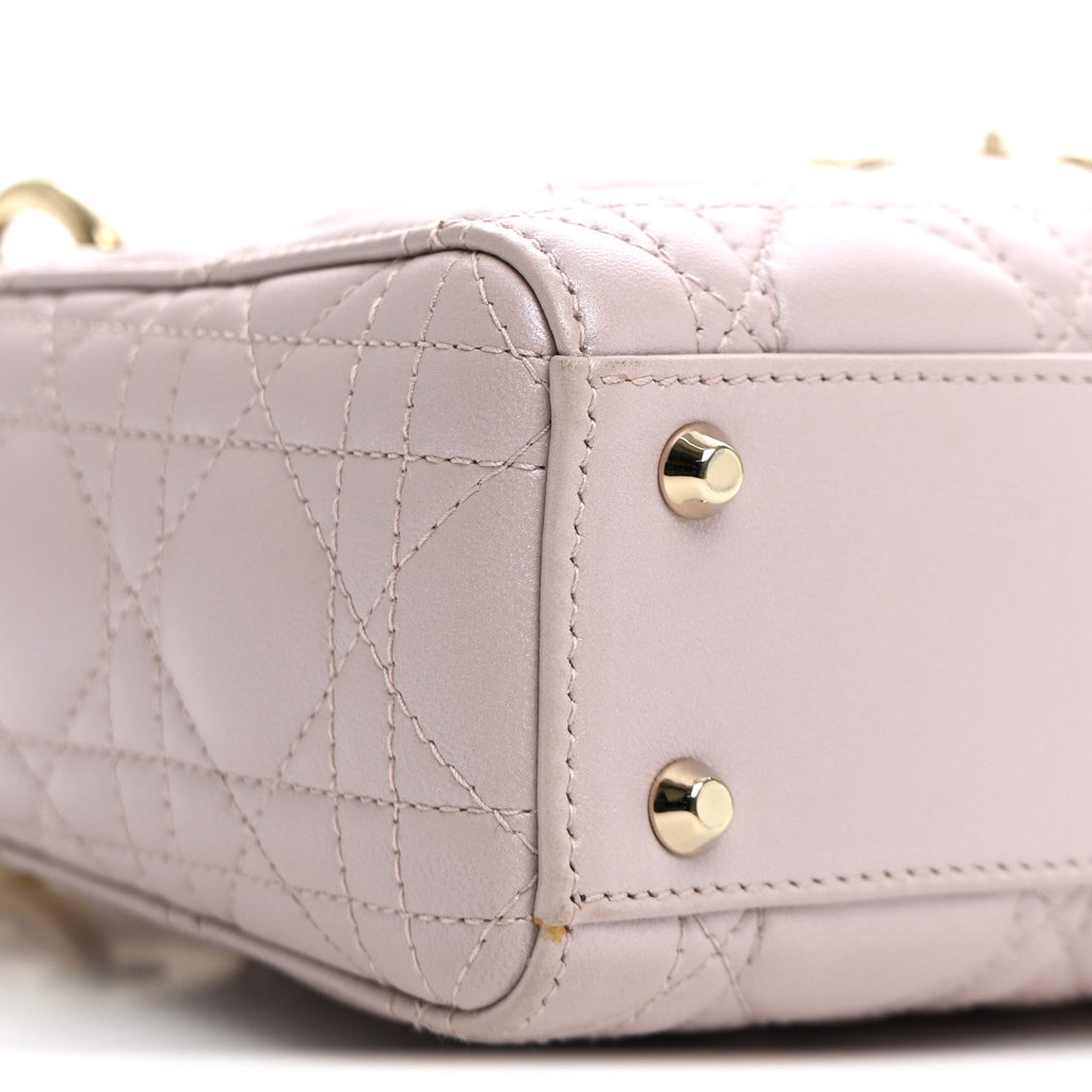 Metallic Lambskin Cannage Mini Lady Dior Lotus AT My store