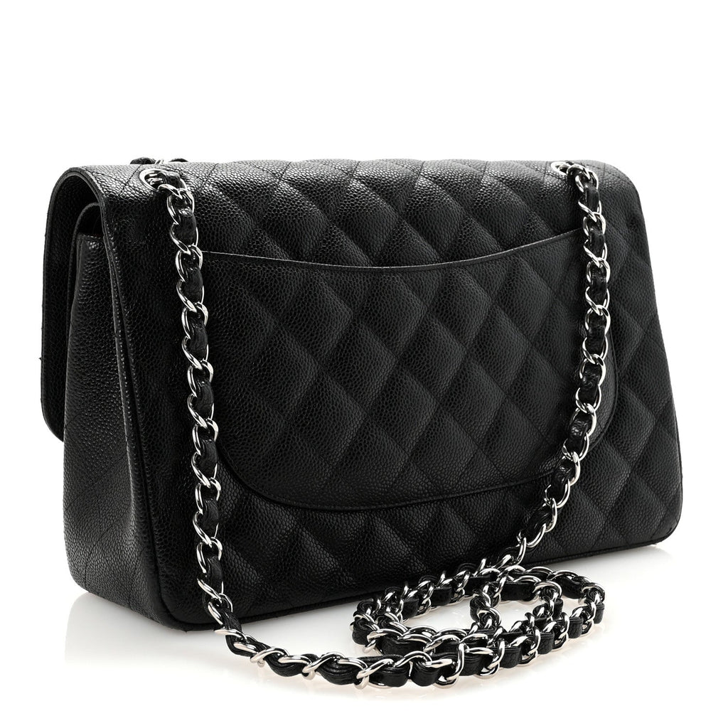 Caviar Quilted Jumbo Double Flap Black At My store
