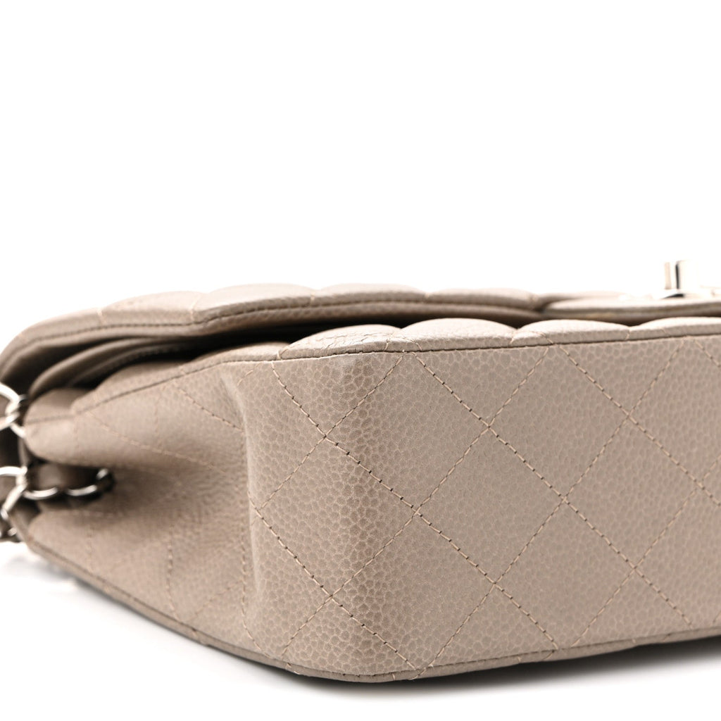 Caviar Quilted Medium Double Flap Taupe At My store