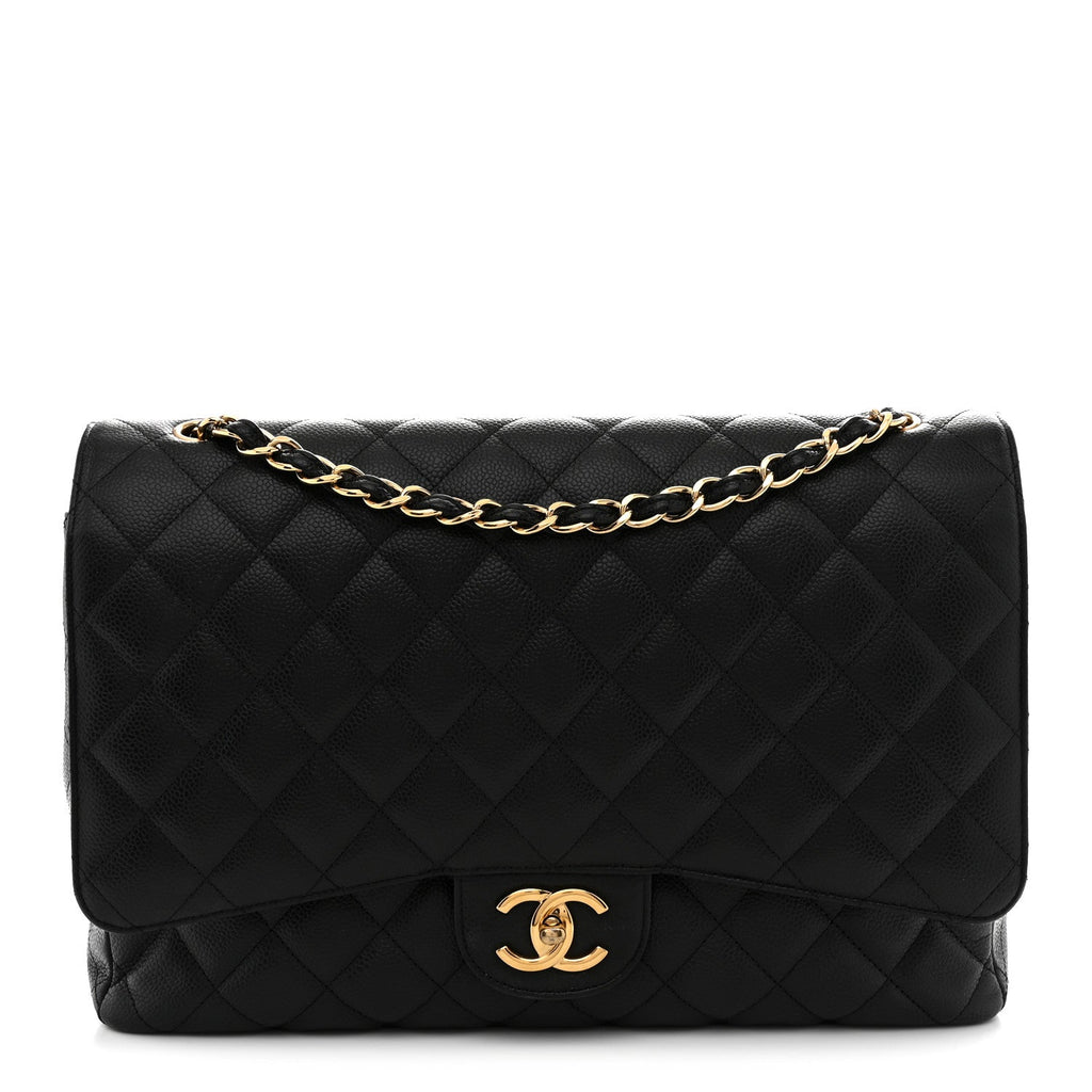 Caviar Quilted Maxi Double Flap Black At My store