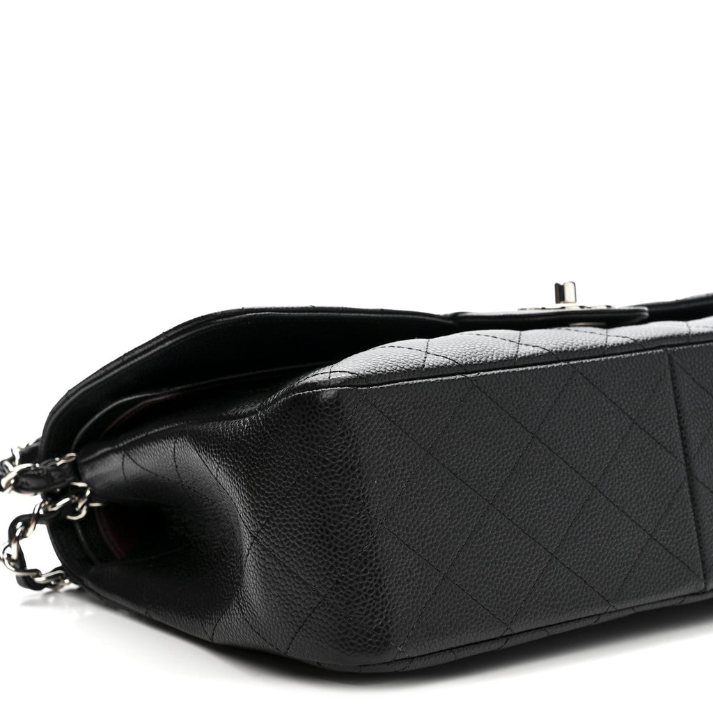 Caviar Quilted Jumbo Double Flap Black At My store