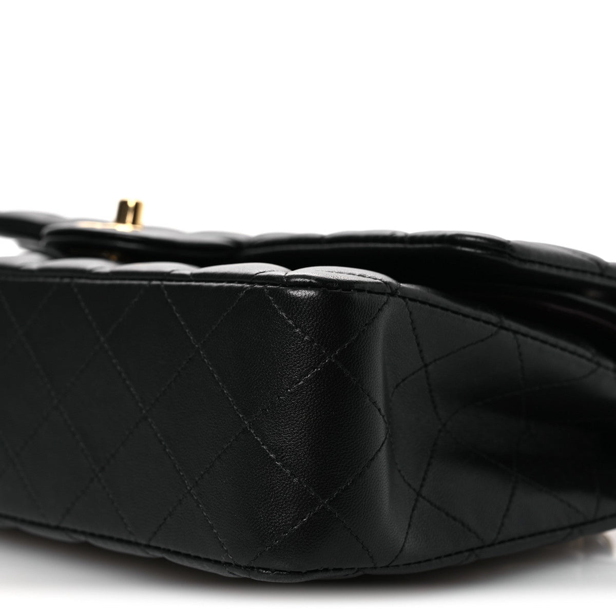 Lambskin Quilted Medium Double Flap Black At My store