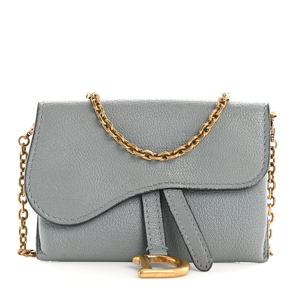 Goatskin Nano Saddle Chain Pouch Blue AT My store