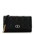 Supple Calfskin Caro Pouch with Chain Black AT My store