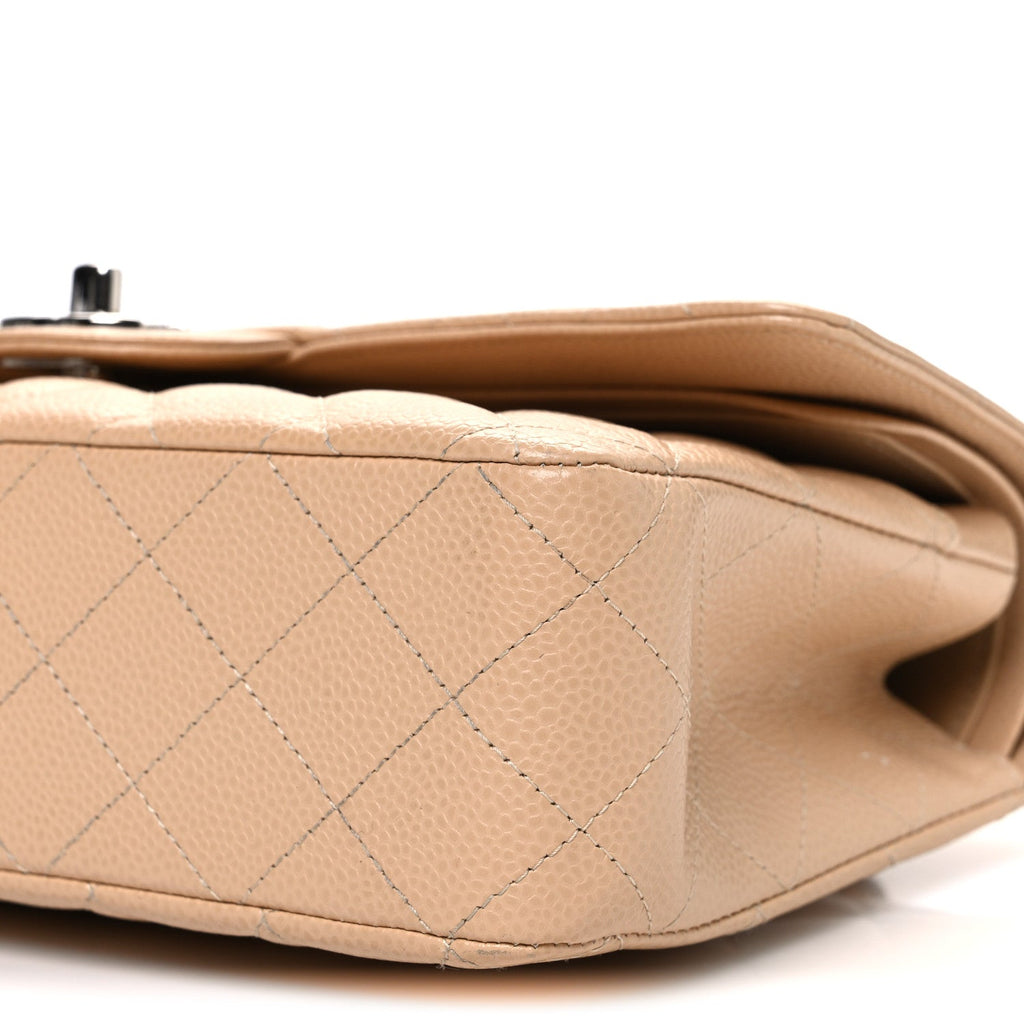 Caviar Quilted Medium Double Flap Beige At My store