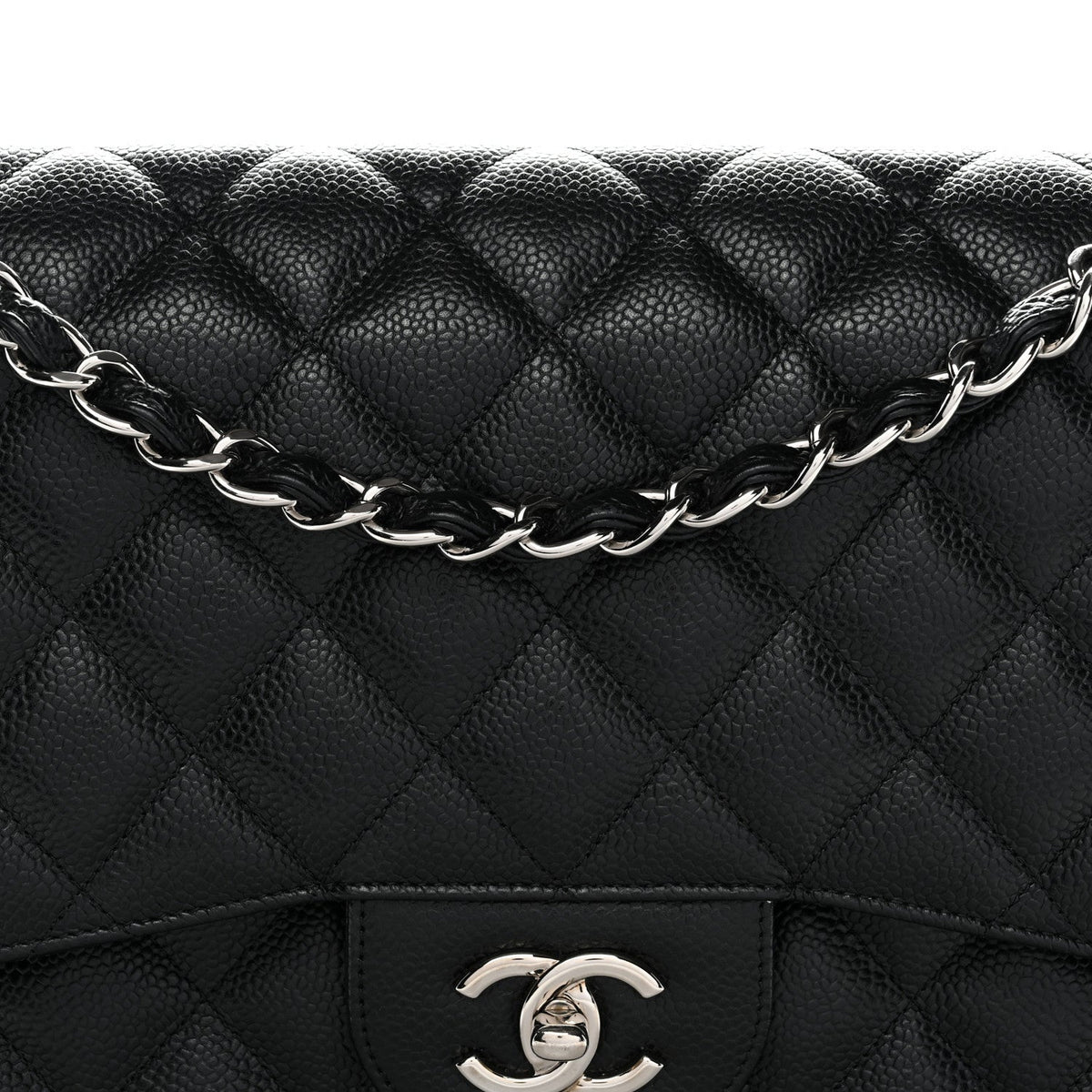 Caviar Quilted Jumbo Double Flap Black At My store