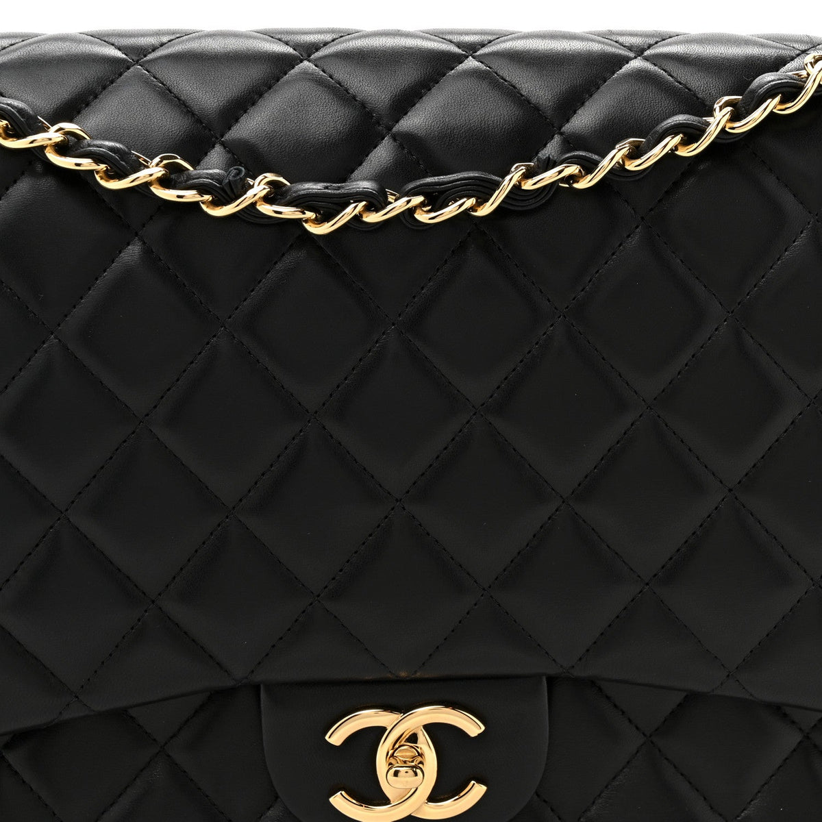 Lambskin Quilted Maxi Double Flap Black At My store