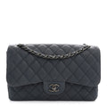 Washed Caviar Quilted Jumbo Double Flap Dark Grey At My store