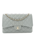 Caviar Quilted Jumbo Double Flap Light Blue At My store