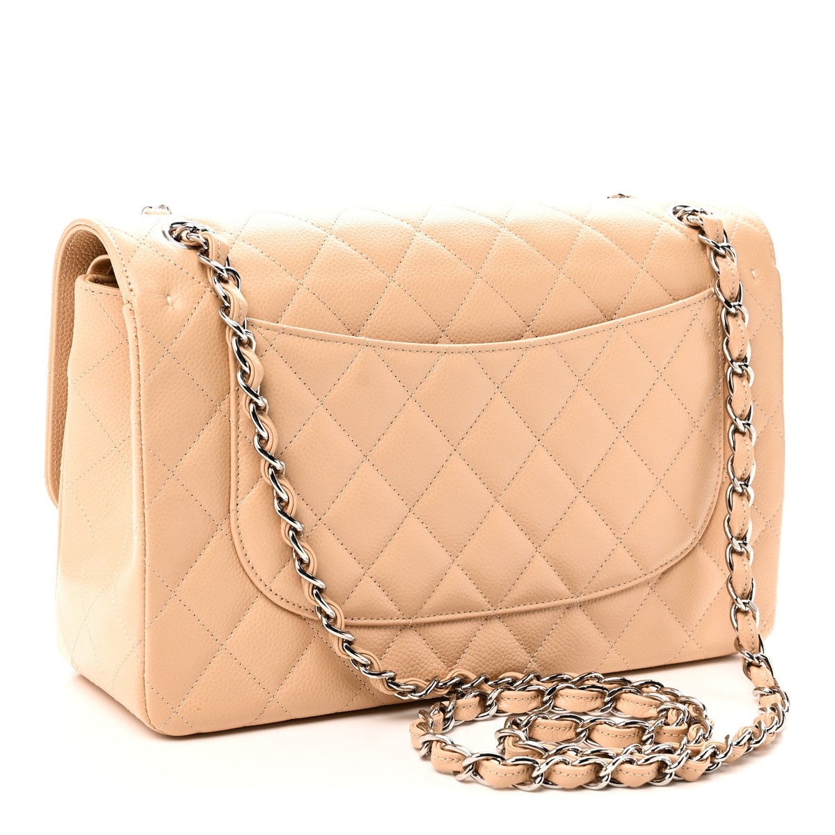 Caviar Quilted Jumbo Double Flap Beige At My store