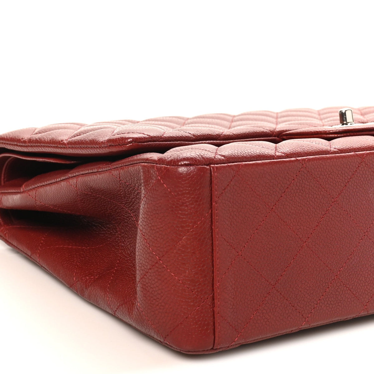 Caviar Quilted Maxi Double Flap Dark Red At My store