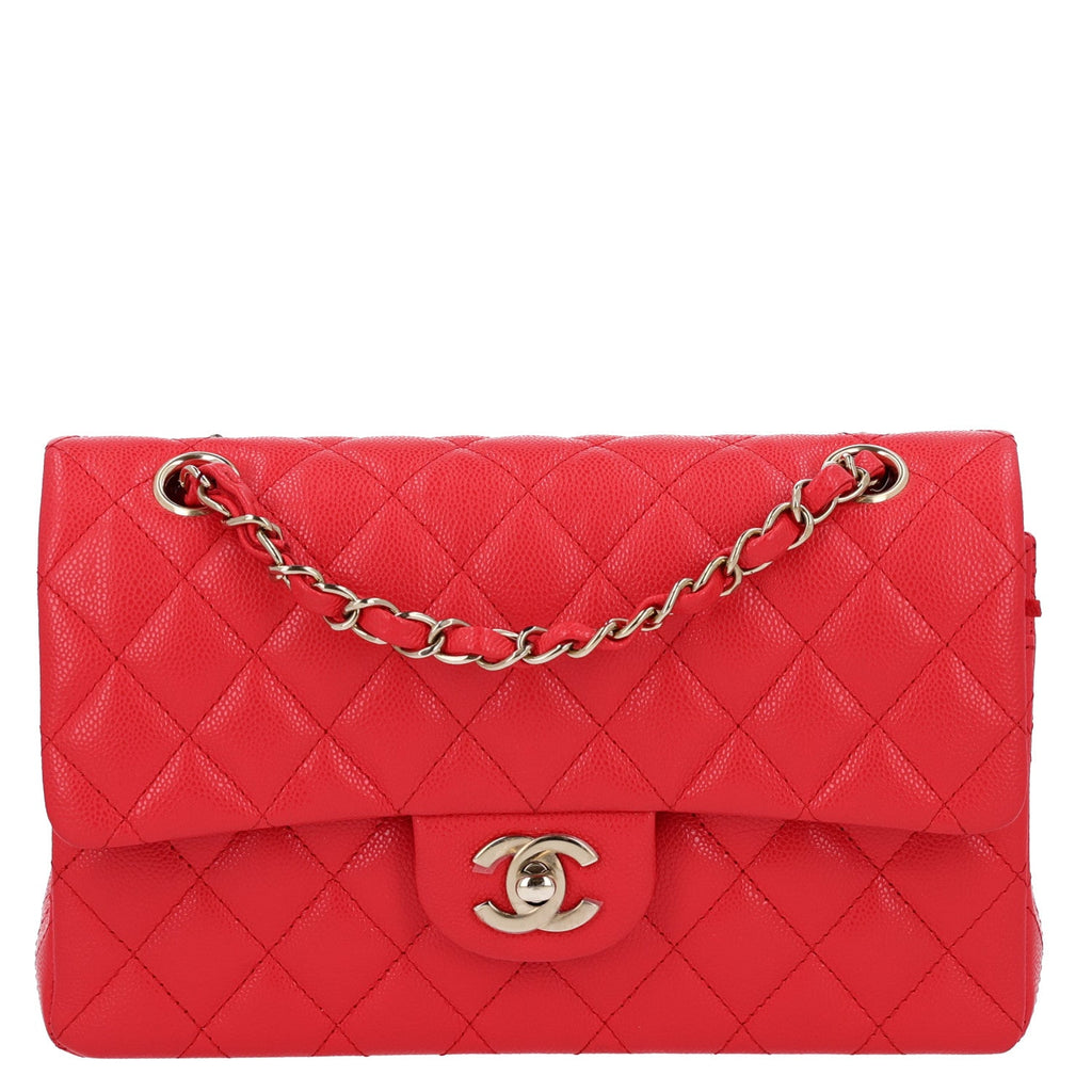 Caviar Quilted Small Double Flap Red At My store