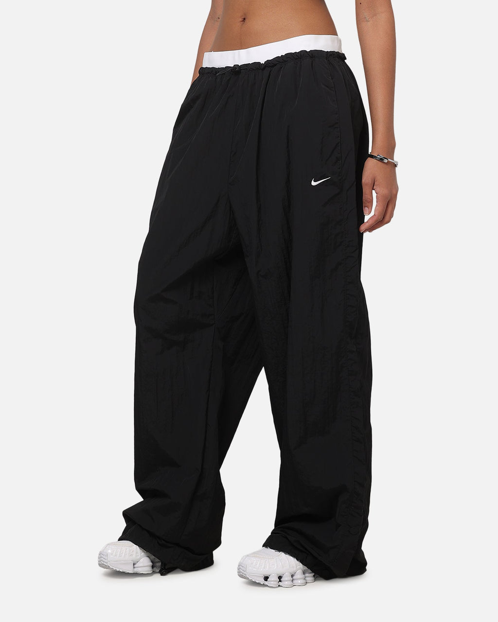 Top Seller Nike Women's Sportswear Loose High-Waisted Parachute Pants Black/Black/White