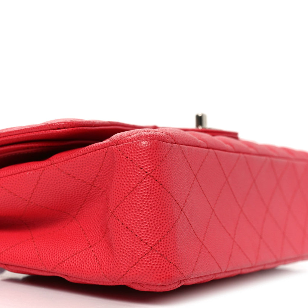 Caviar Quilted Medium Double Flap Dark Pink At My store