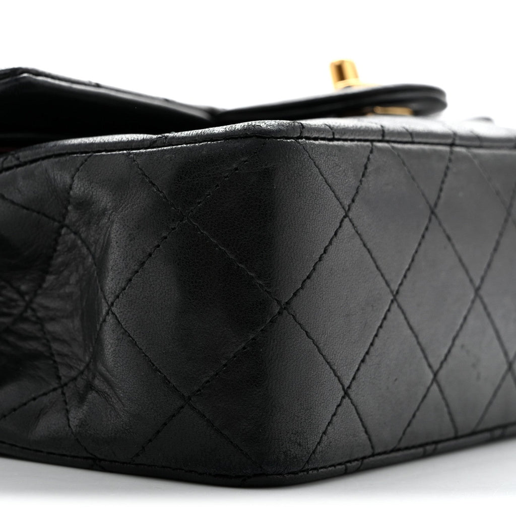 Lambskin Quilted Small Double Flap Black At My store