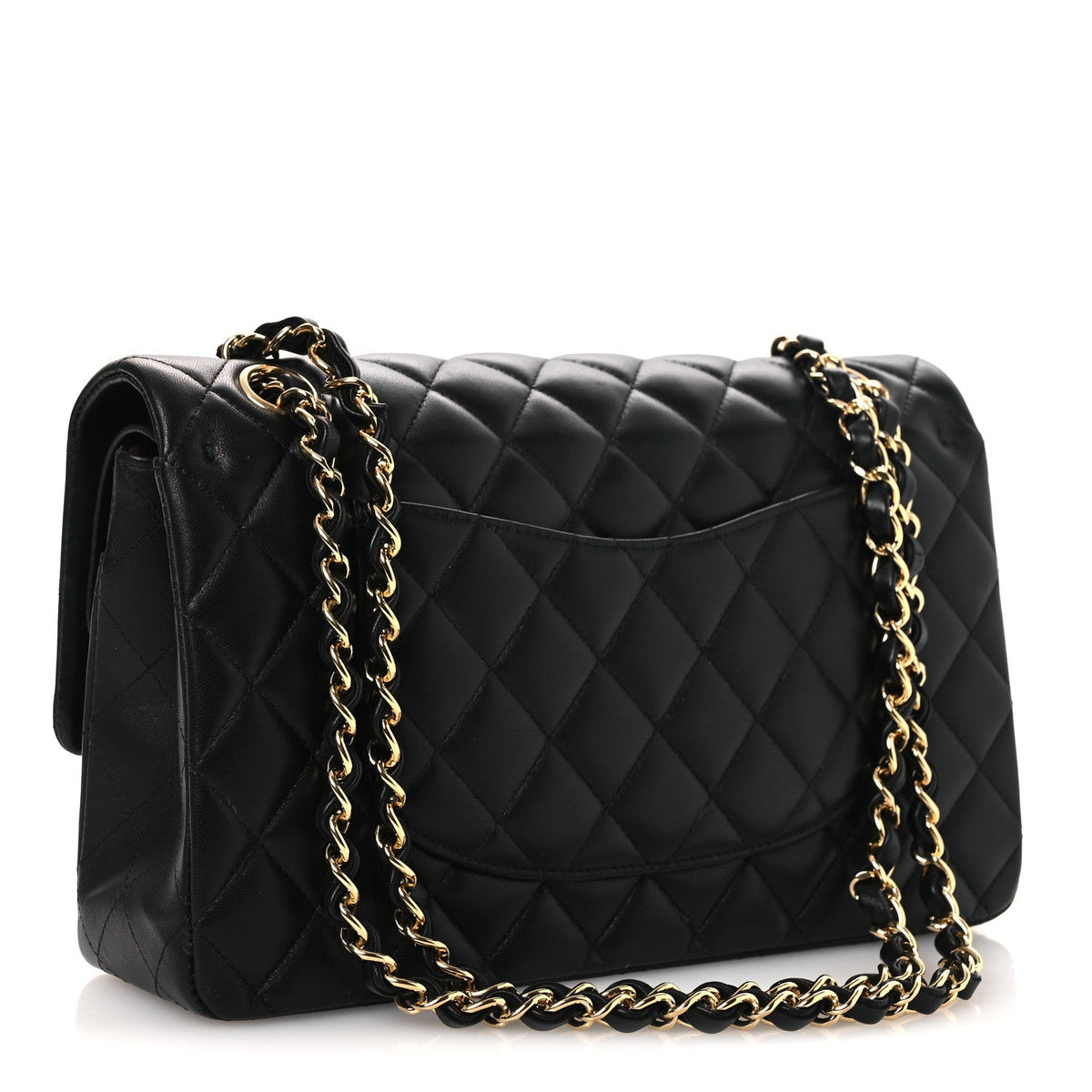 Lambskin Quilted Medium Double Flap Black At My store