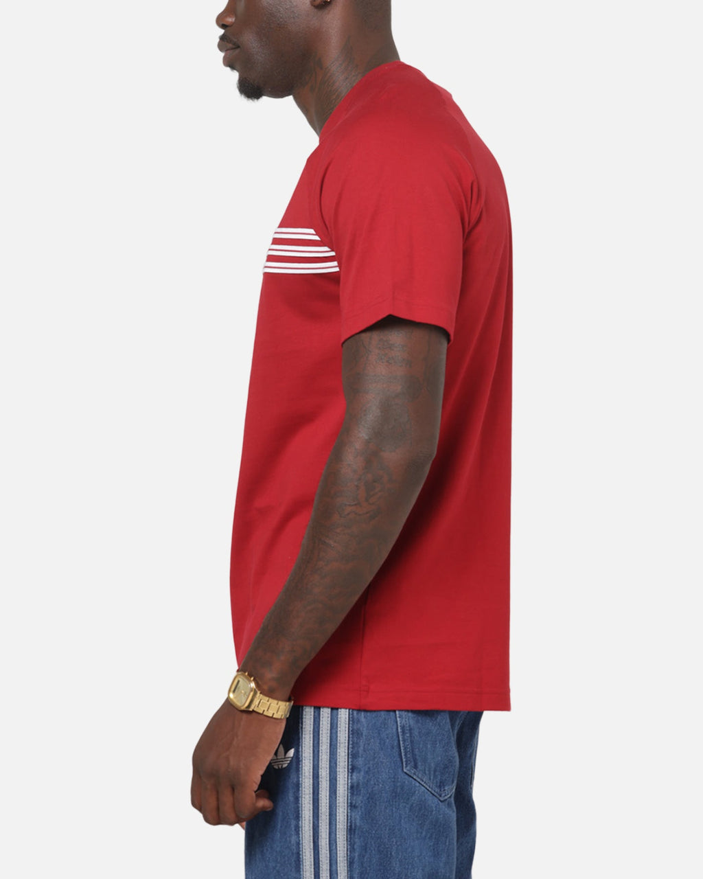 Best-Selling Adidas Chest Stripes 98 T-Shirt Red