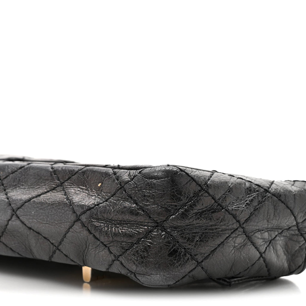 Glazed Calfskin Quilted Reissue Double Flap Clutch Black At My store