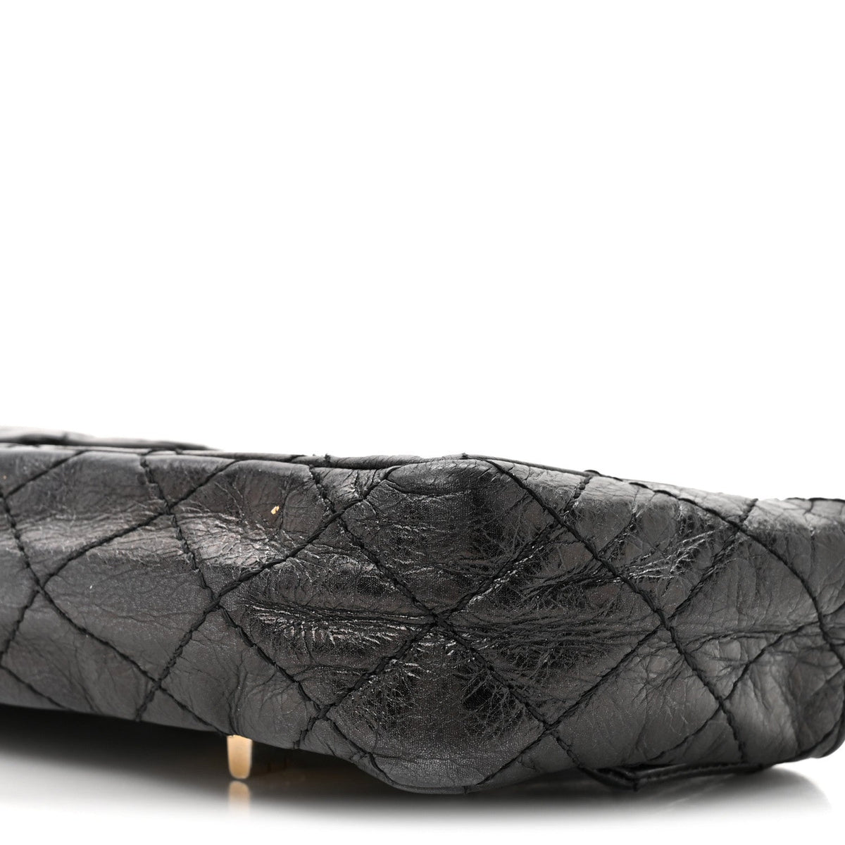 Glazed Calfskin Quilted Reissue Double Flap Clutch Black At My store