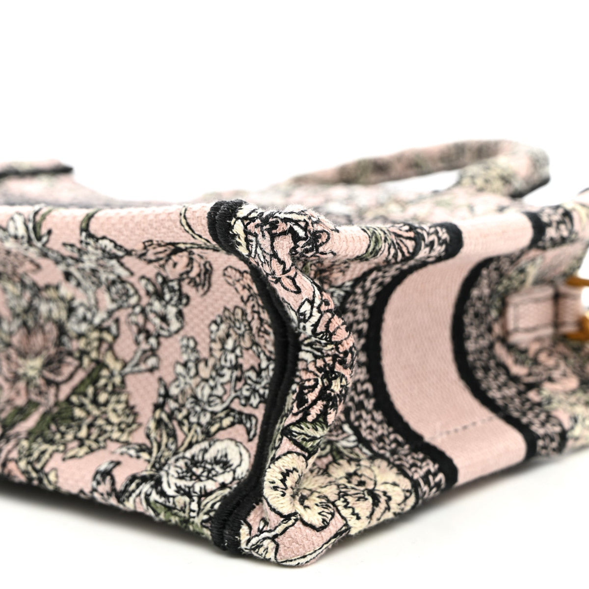 Canvas Embroidered Mini Book Tote With Strap Pink Multicolor AT My store