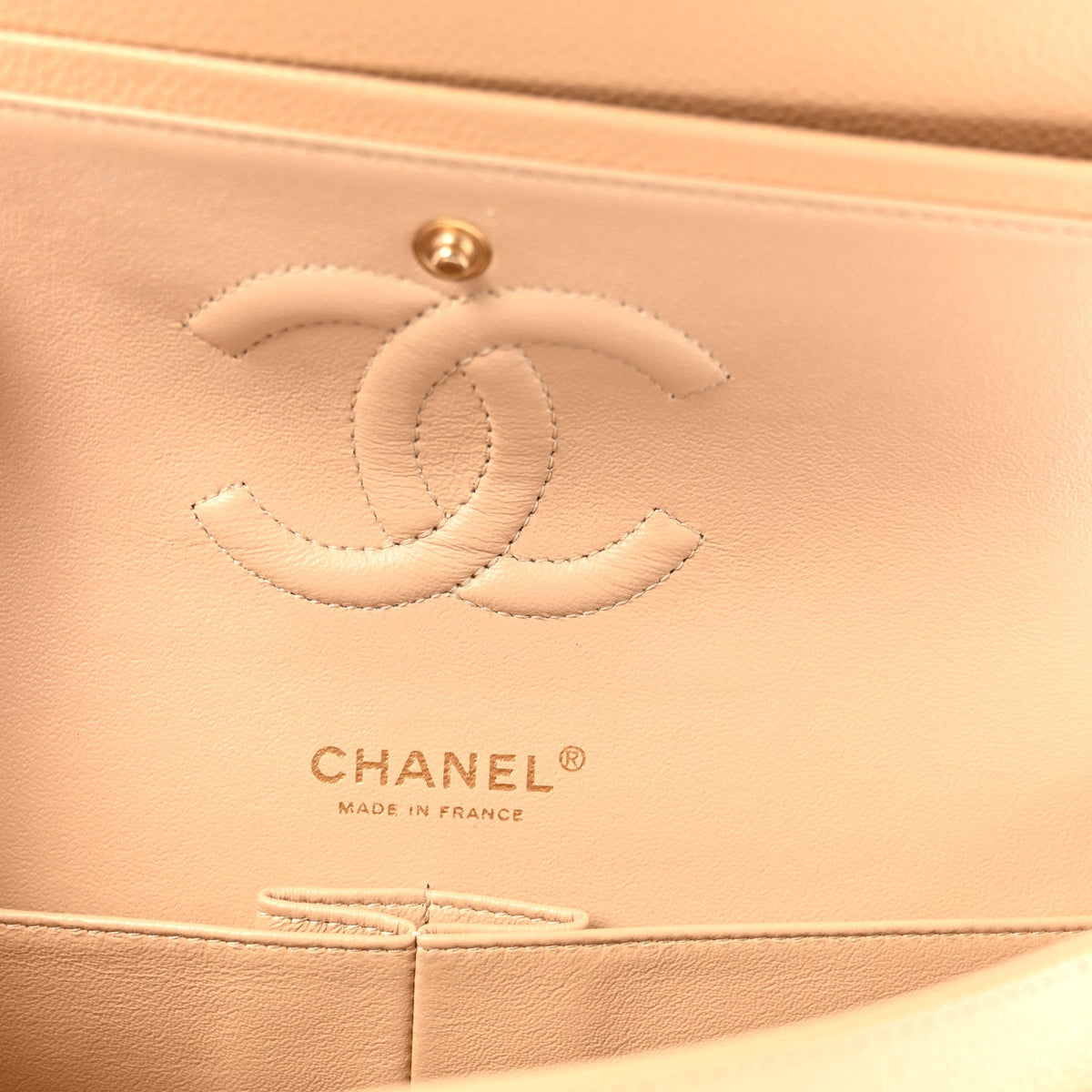Caviar Quilted Medium Double Flap Beige At My store