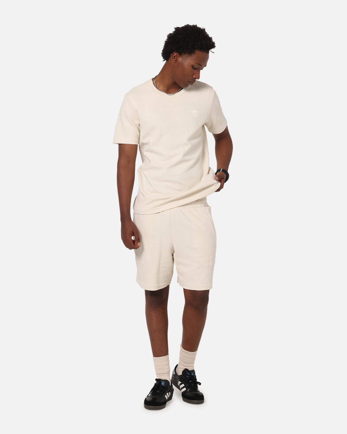 Best-Selling Adidas Trefoil Essentials Waffle T-Shirt Wonder White