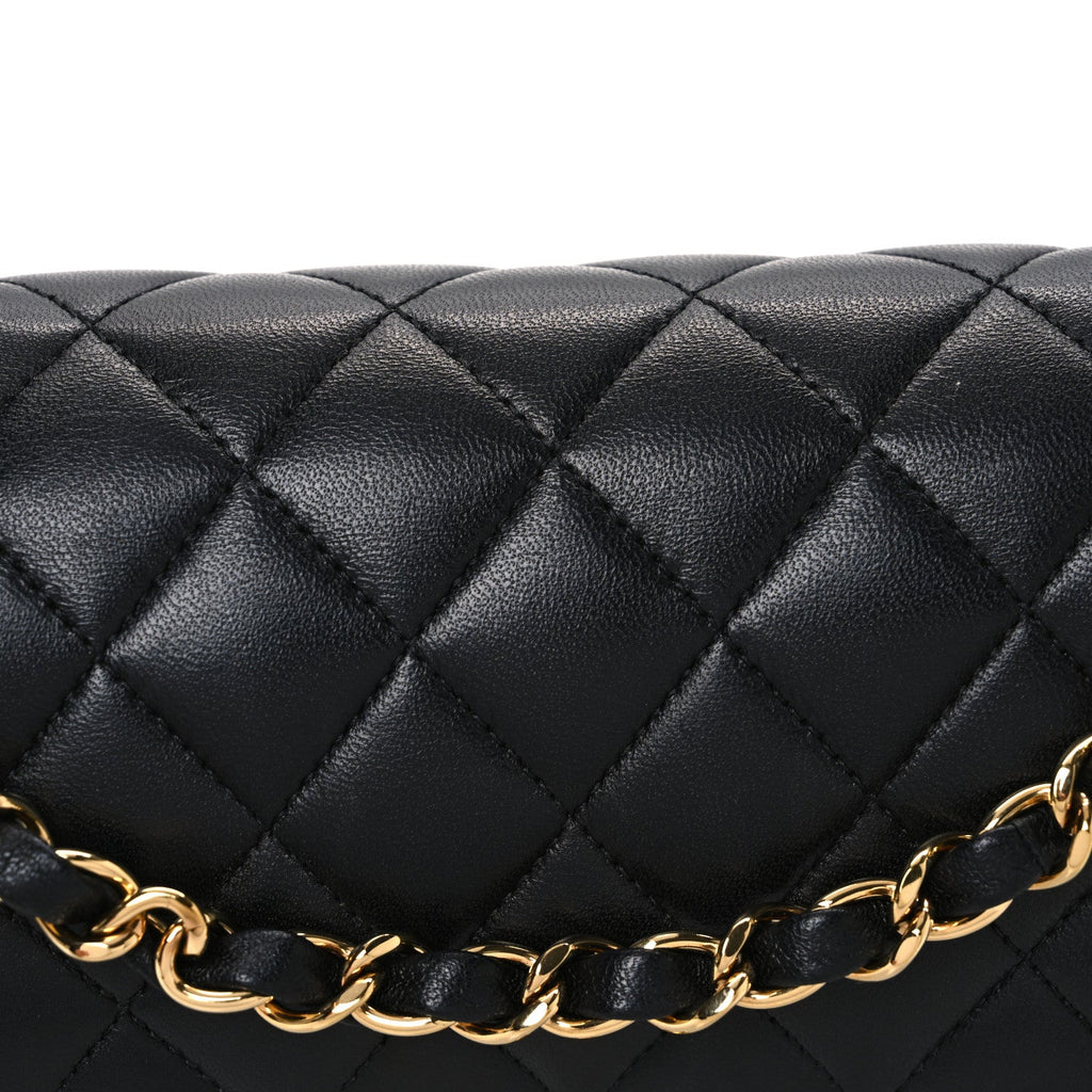 Lambskin Quilted Small Double Flap Black At My store