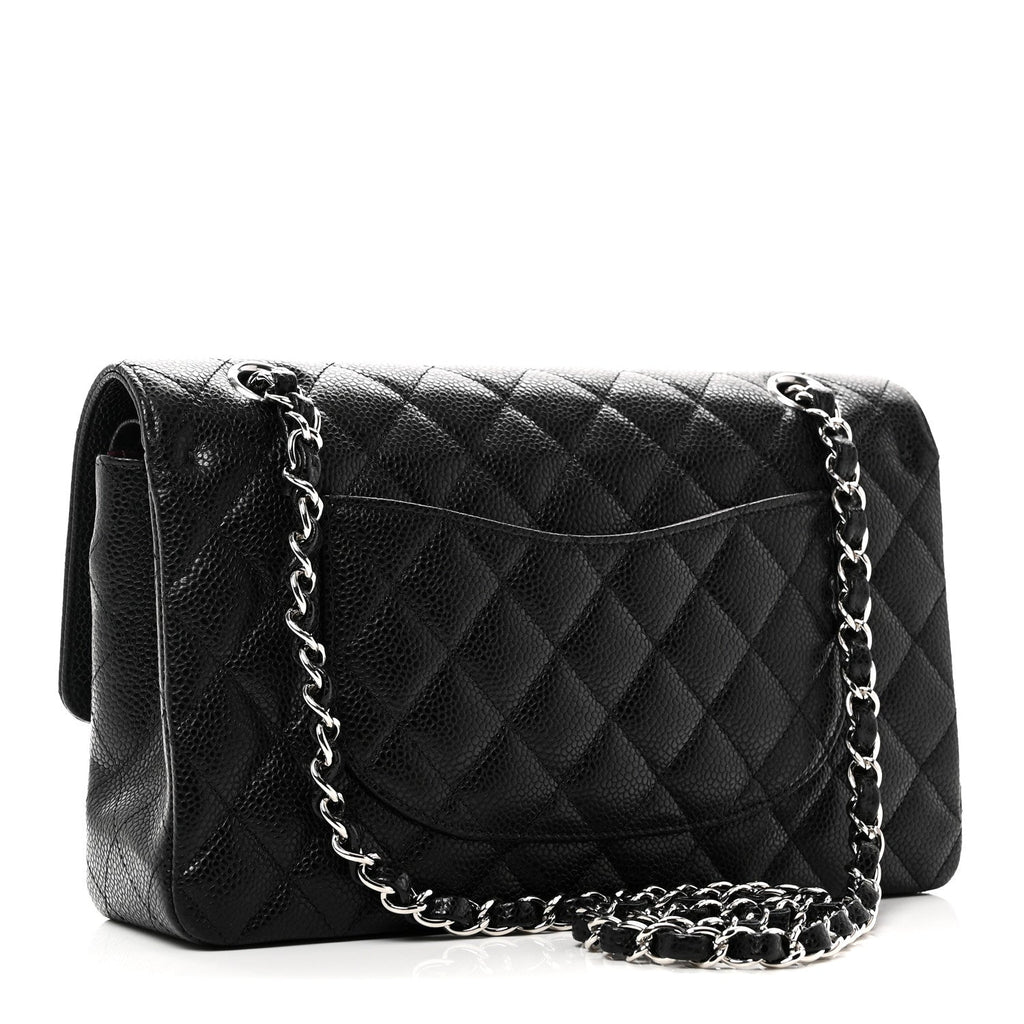 Caviar Quilted Medium Double Flap Black At My store