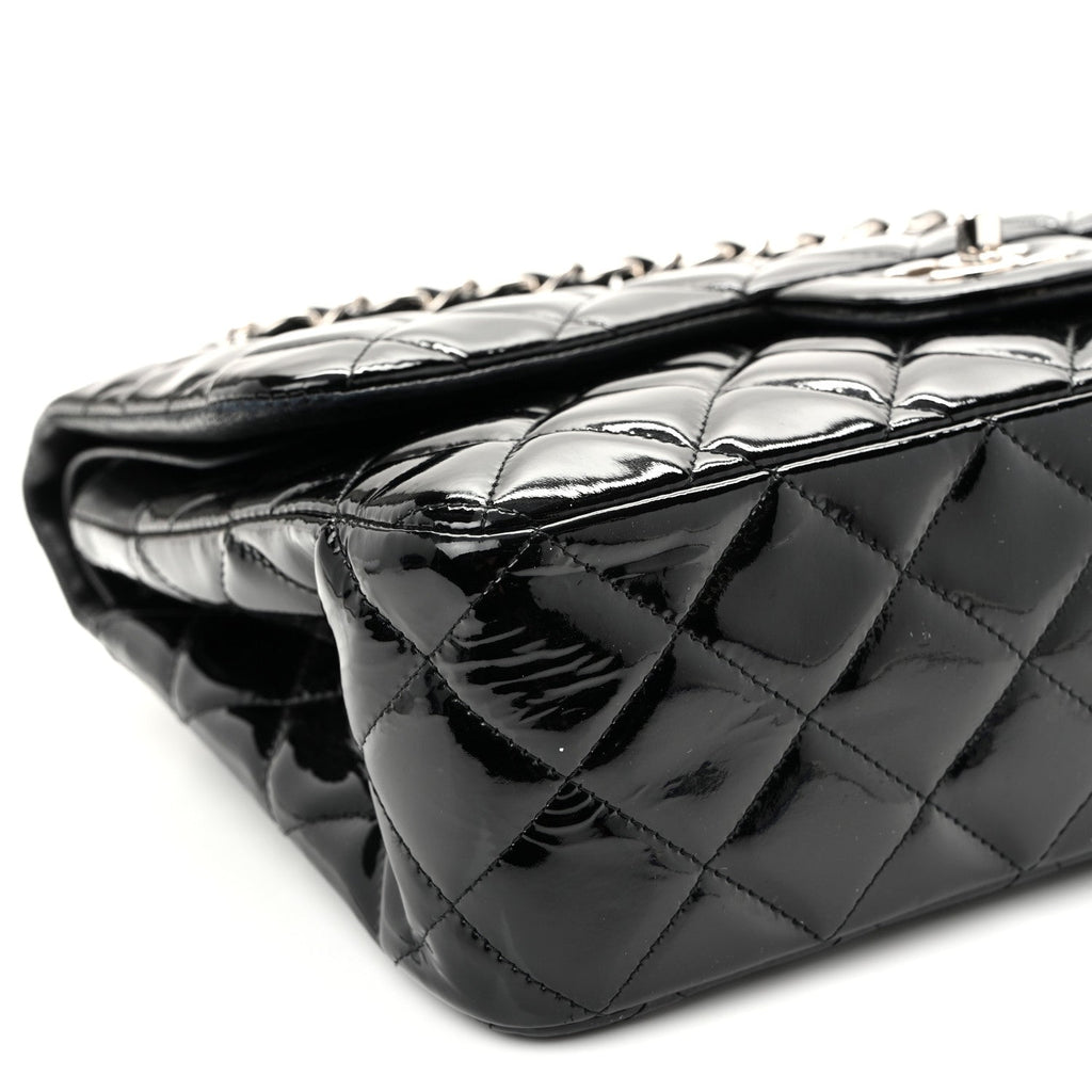Patent Quilted Jumbo Double Flap Black At My store