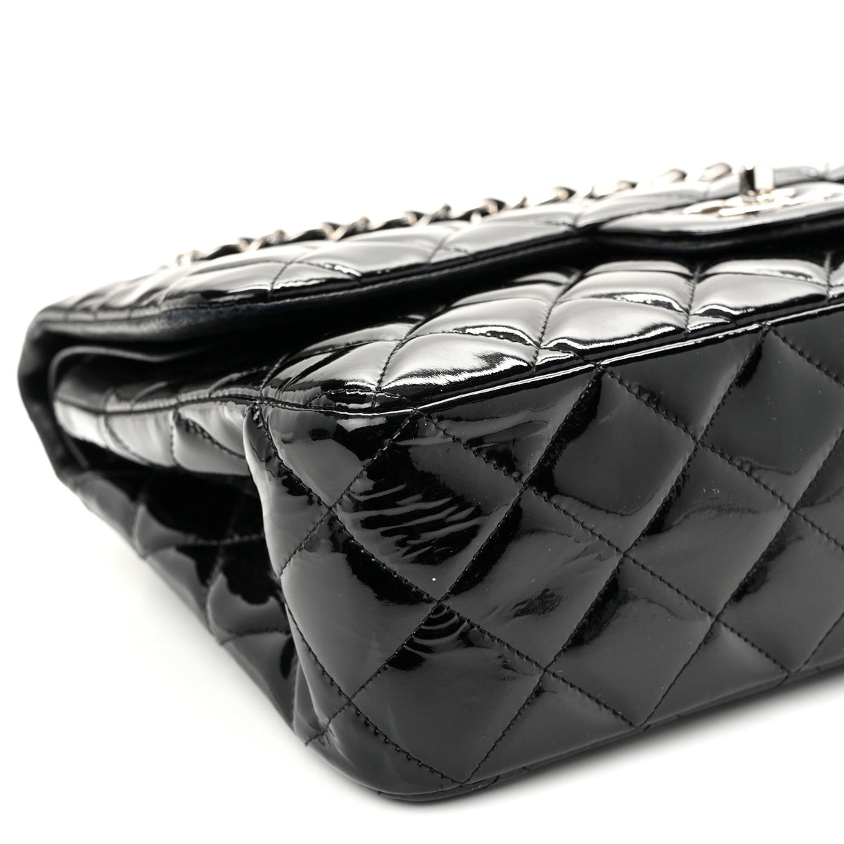 Patent Quilted Jumbo Double Flap Black At My store