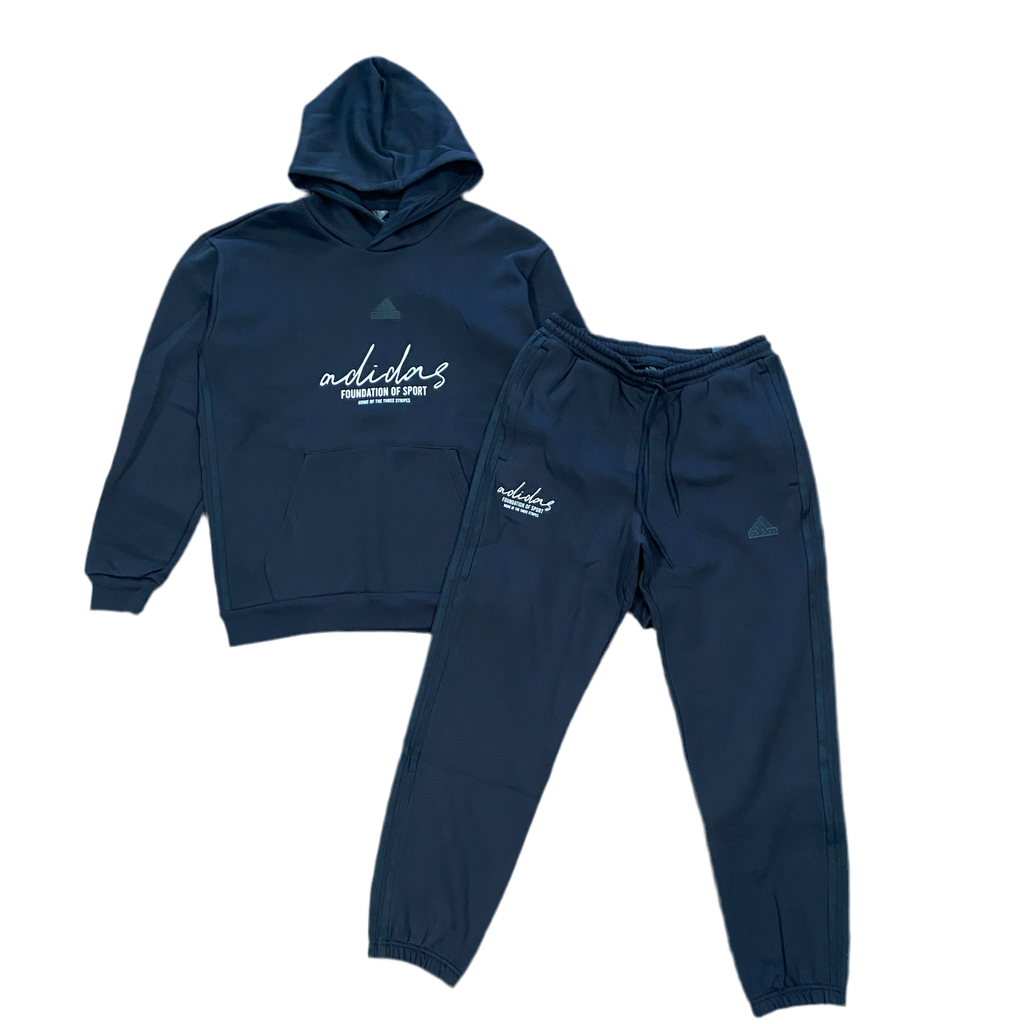 New Arrival Adidas Originals Men BL FLEECE HOODY SWEATSUIT-BLACK