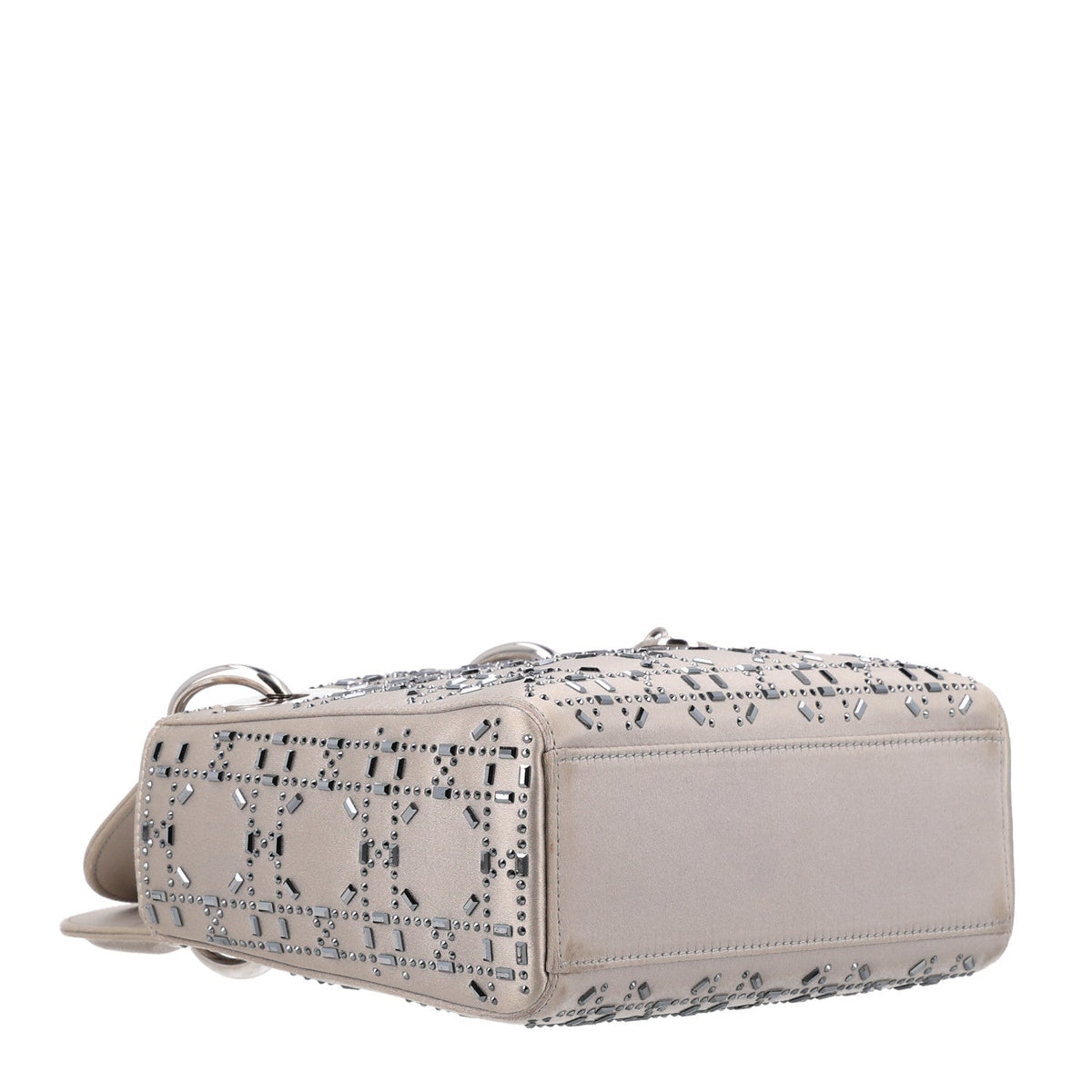 Satin Crystal Cannage Mini Lady Dior Gray AT My store
