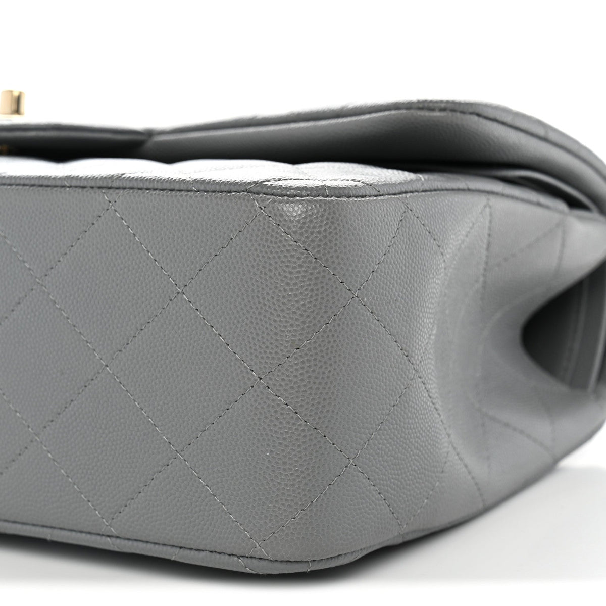 Caviar Quilted Jumbo Double Flap Grey At My store
