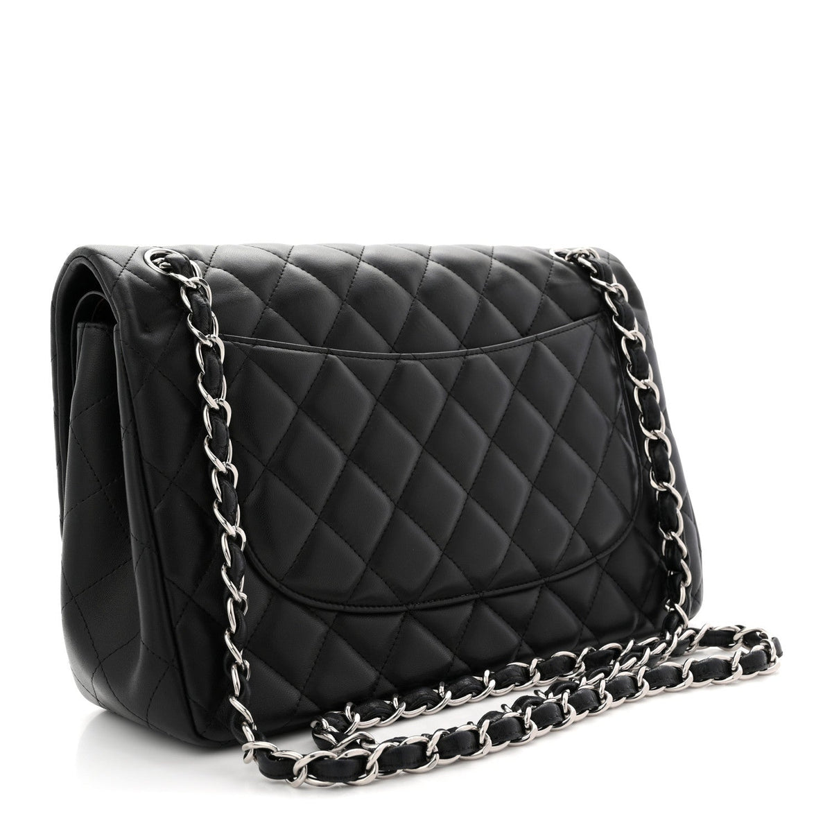 Lambskin Quilted Jumbo Double Flap Black At My store