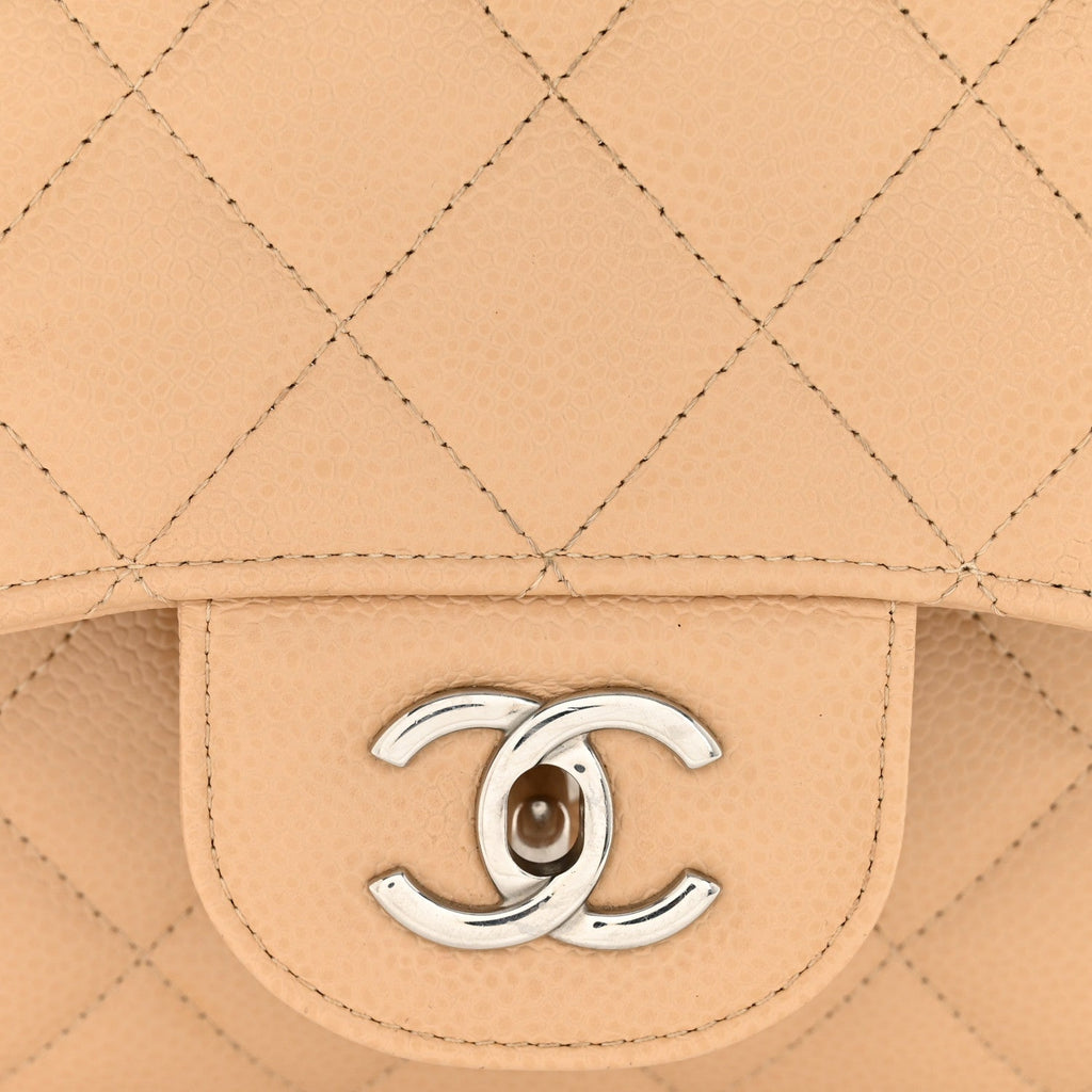 Caviar Quilted Jumbo Double Flap Beige Clair At My store