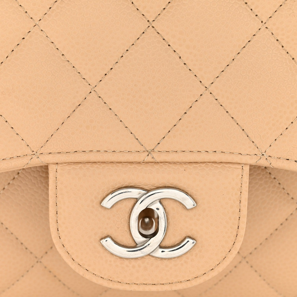Caviar Quilted Jumbo Double Flap Beige Clair At My store