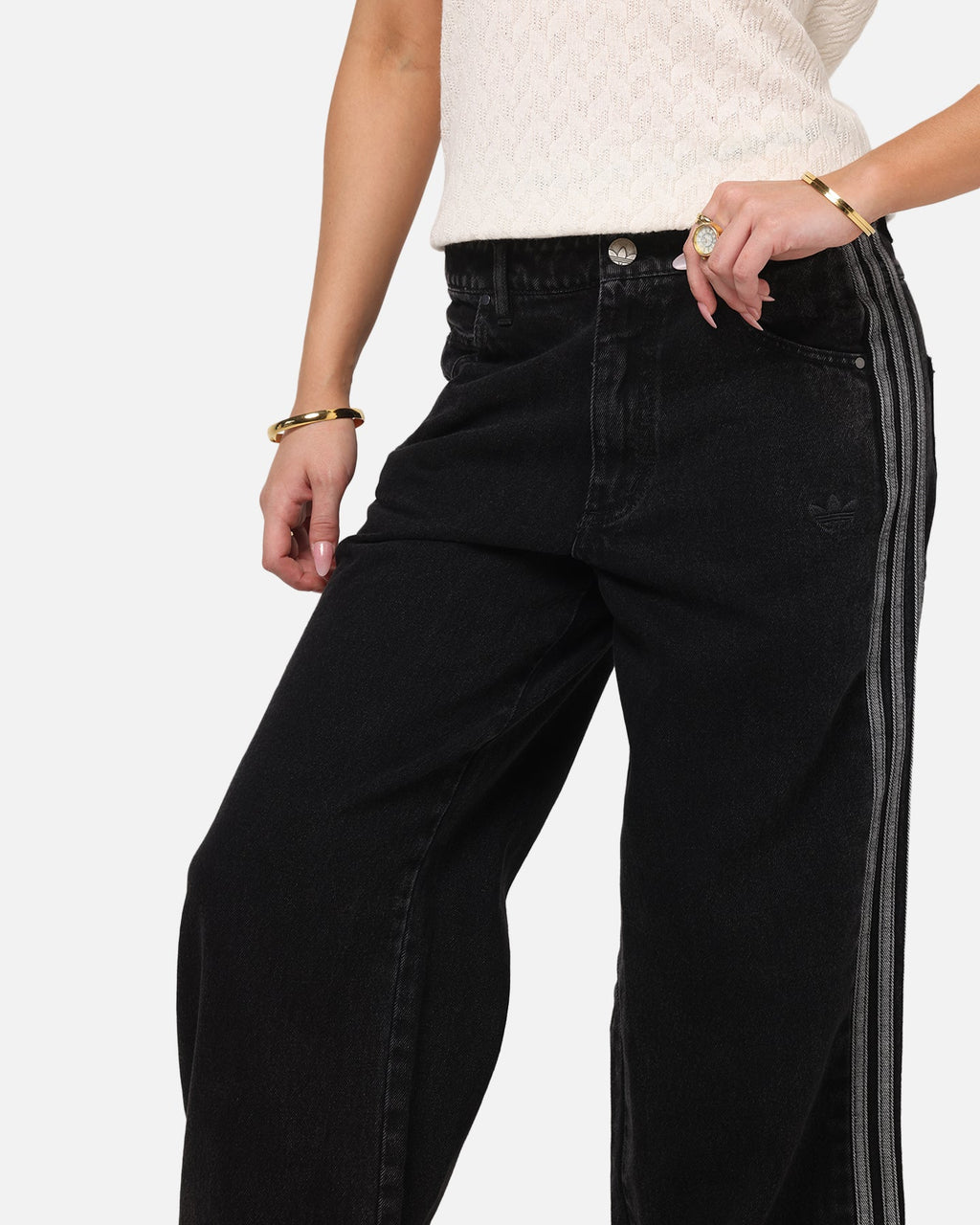 Best-Selling Adidas Women's Denim 3-Stripes Track Pants True Black Denim