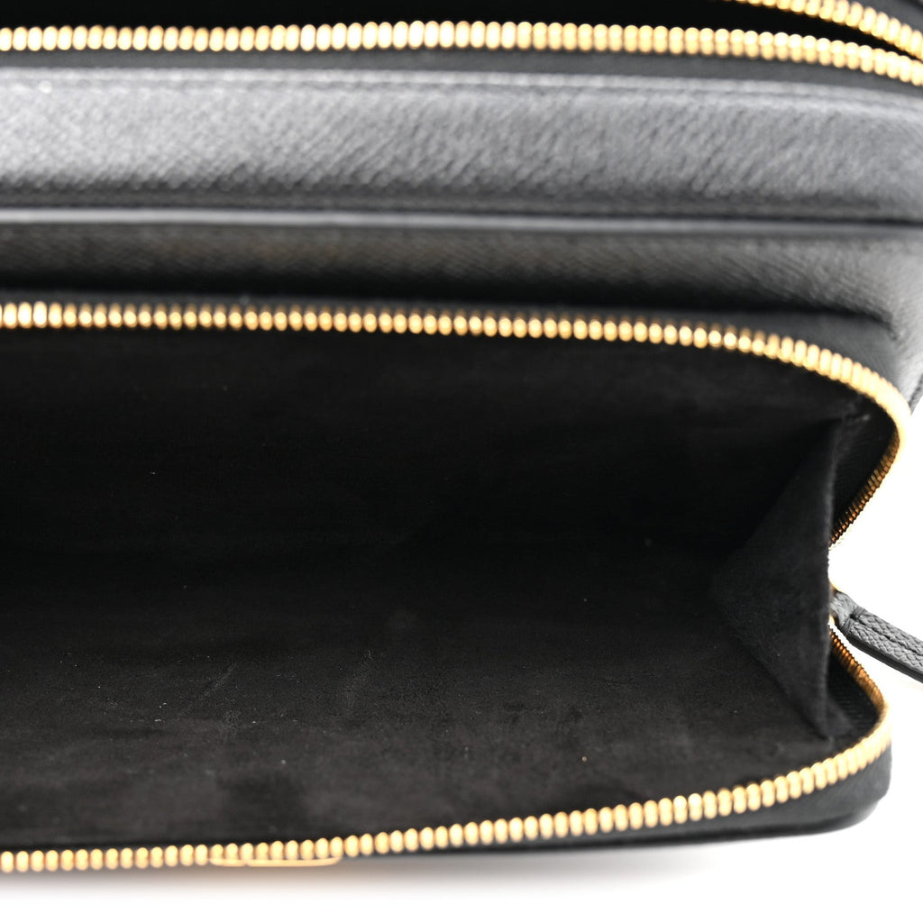 Grained Calfskin Caro Double Pouch Black AT My store