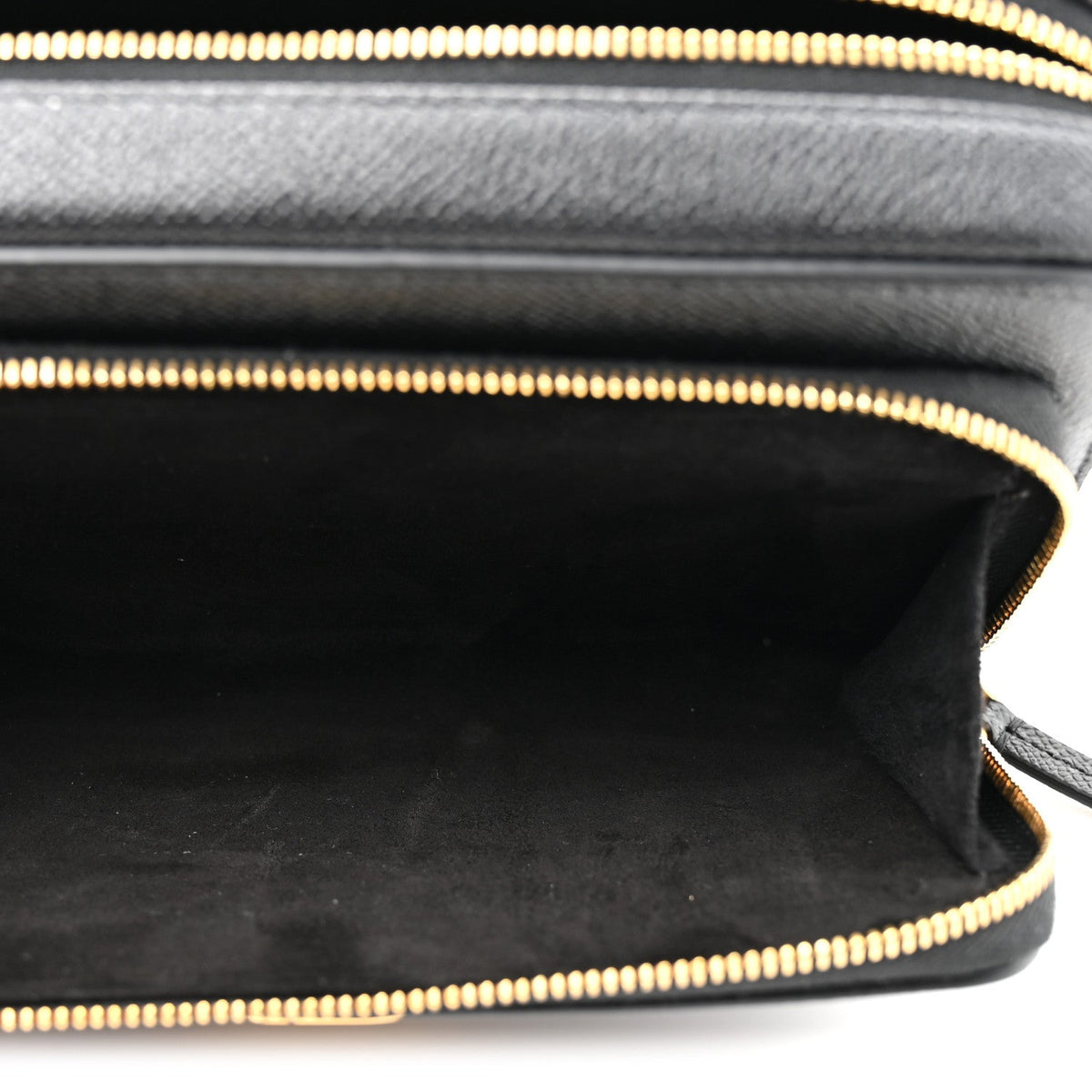 Grained Calfskin Caro Double Pouch Black AT My store