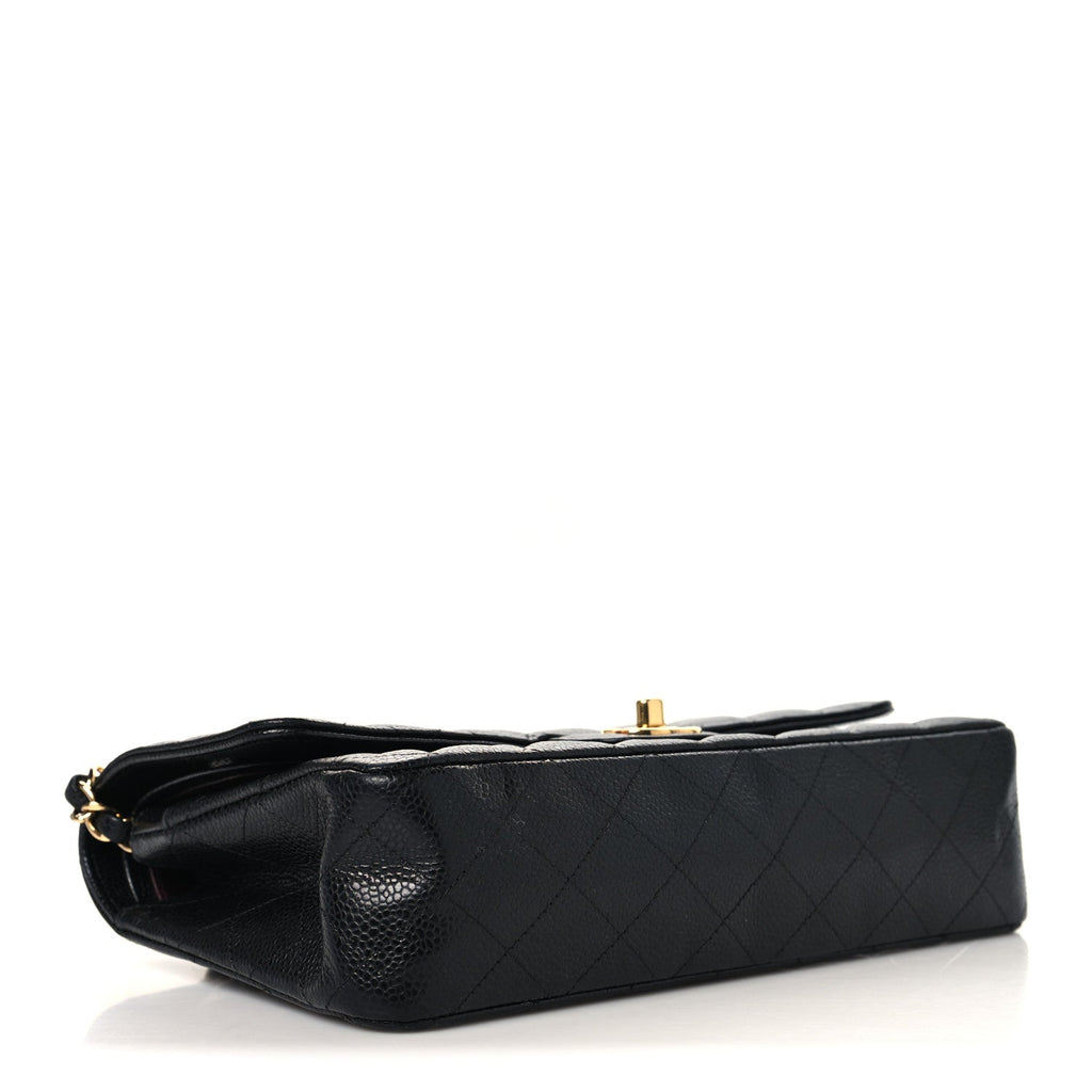 Caviar Quilted Medium Double Flap Black At My store